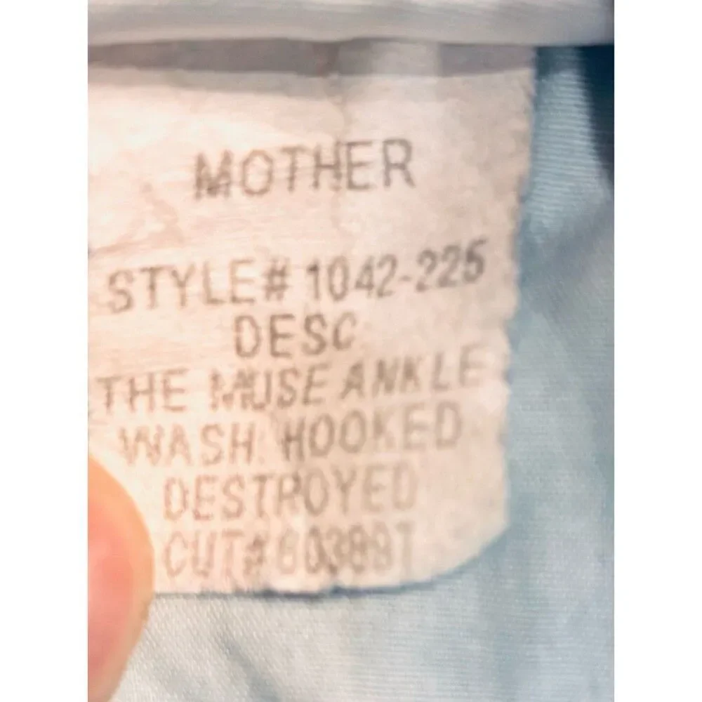 MOTHER The Muse Ankle Jeans 24x28 Blue Hooked Destroyed Stretch Denim EUC